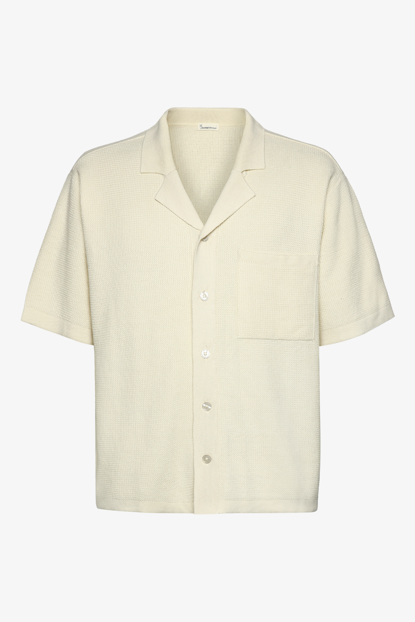 Knowledge Cotton Apparel | Structured Knitted Shirt Egret