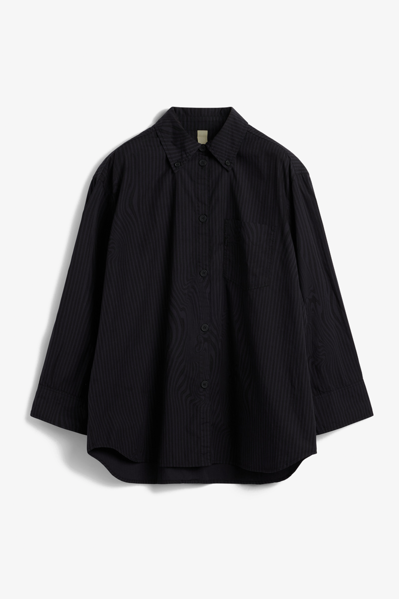 Brixtol Textiles | Rhona Black Glitch Stripe Over dye