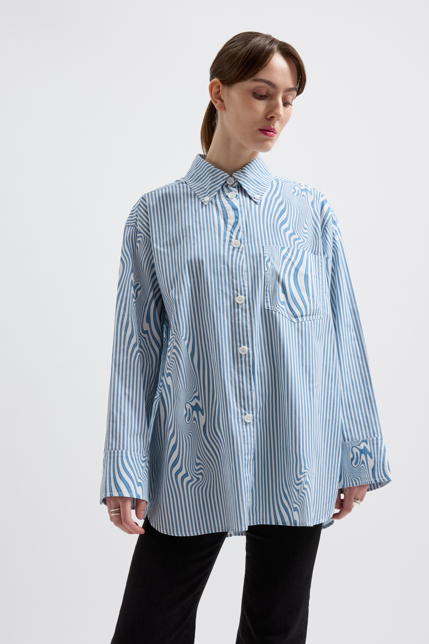 Brixtol Textiles | Rhona Blue Glitch Stripe