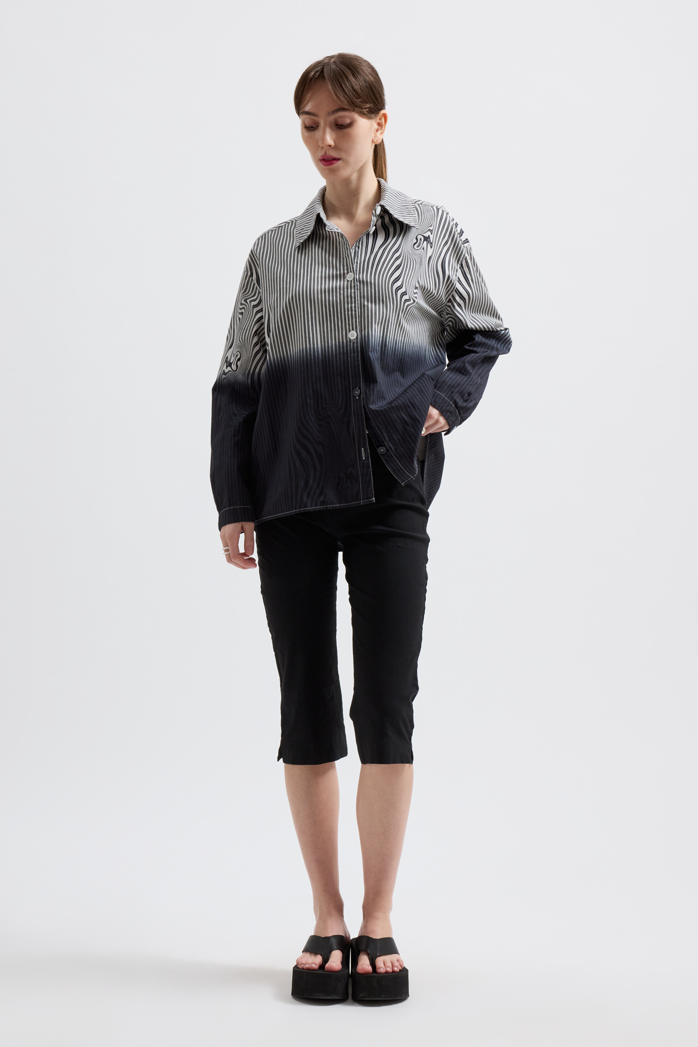 Brixtol Textiles | Stella Black Glitch Stripe Dip Dye
