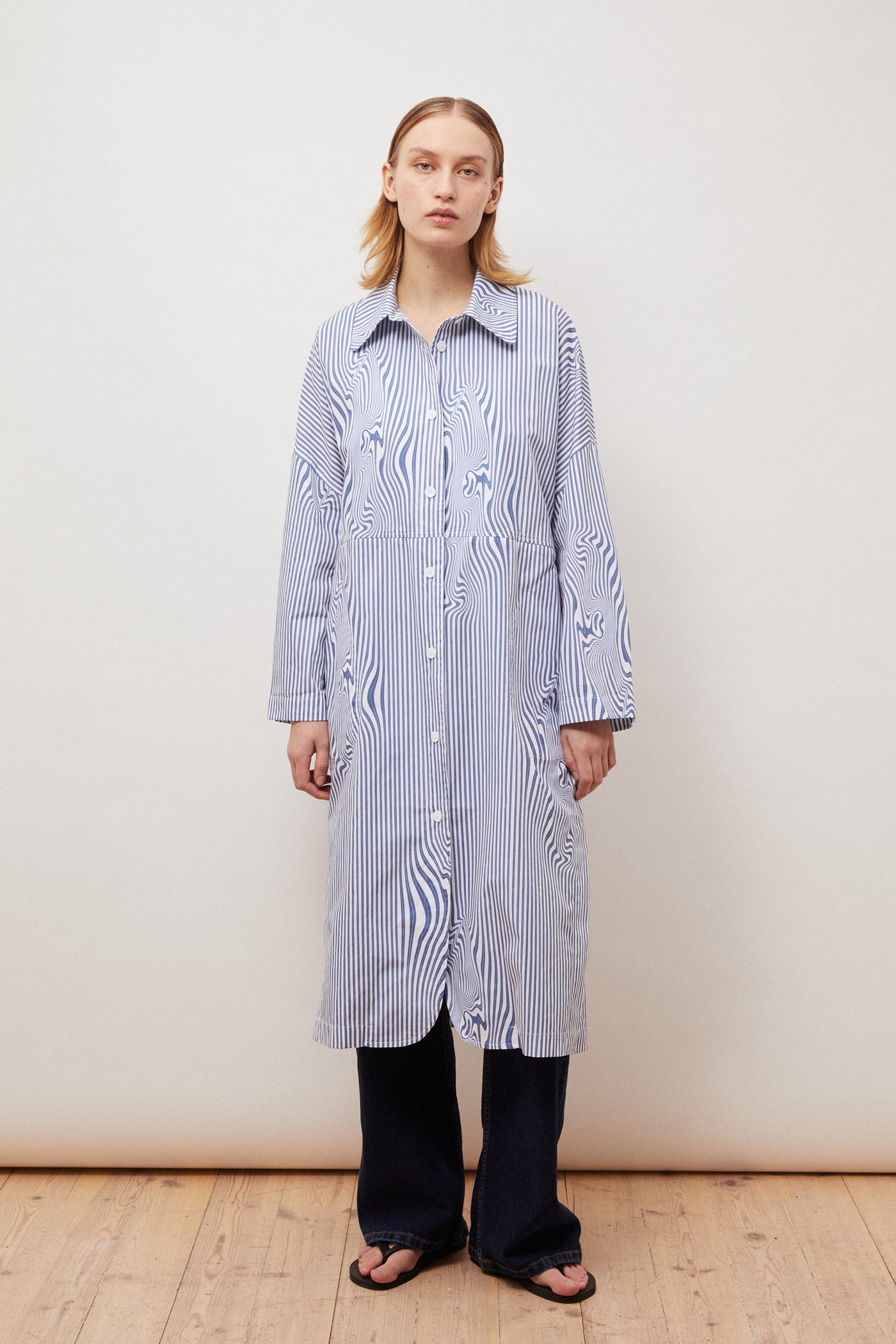 Brixtol Textiles | Fiona Blue Glitch Stripe