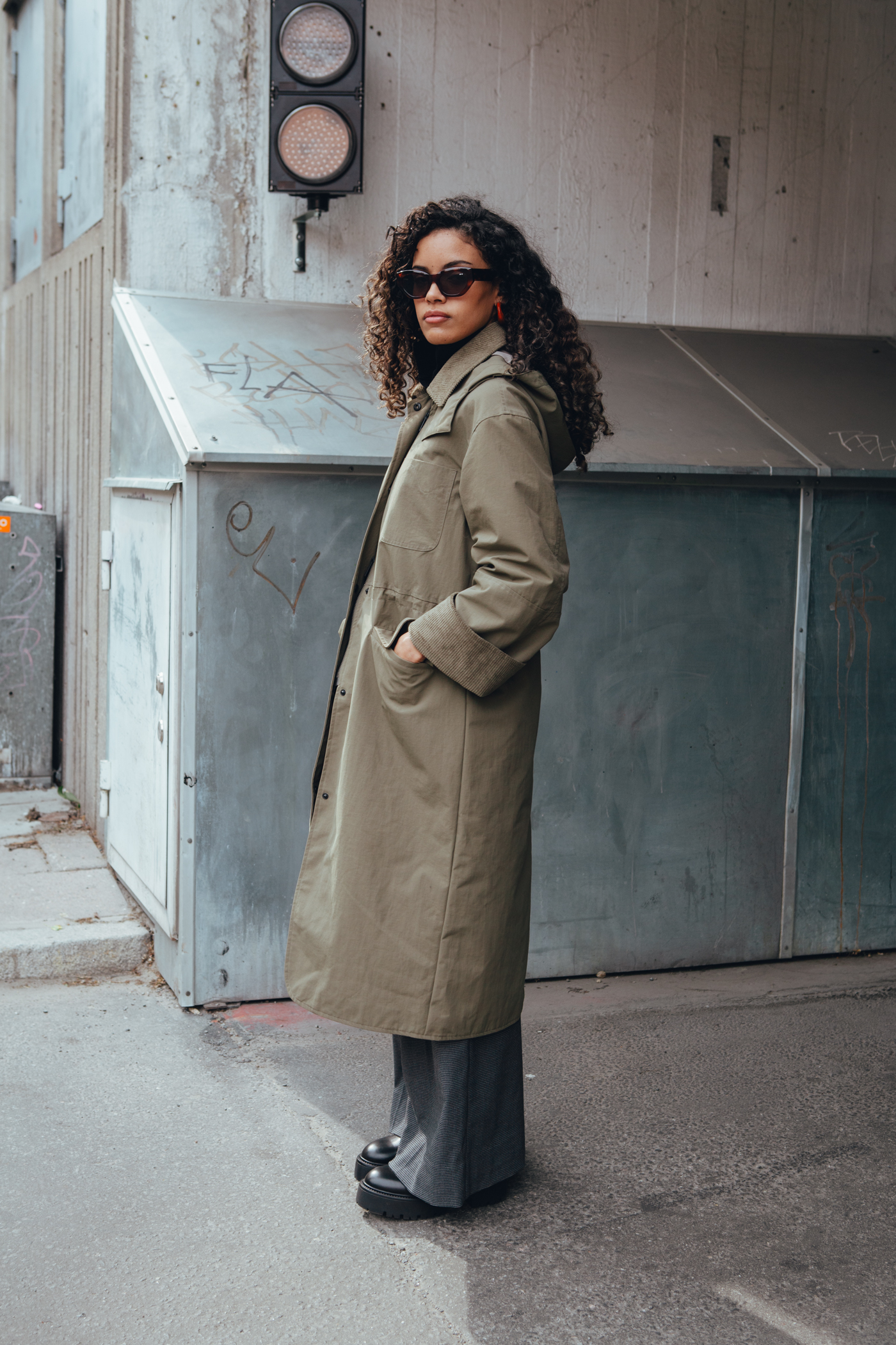 Brixtol Textiles | Joan Jett Nylon Hooded Green Stone