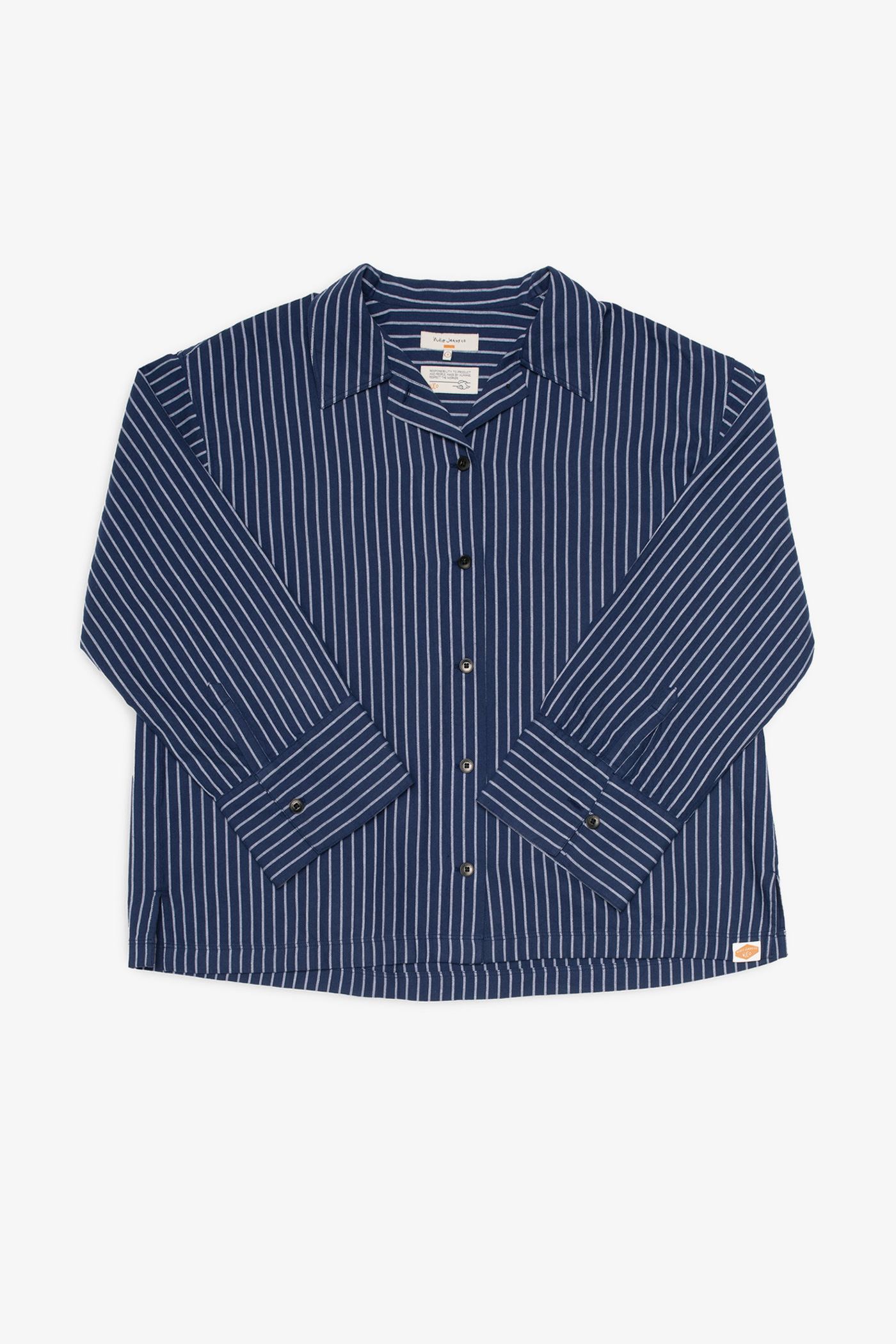 Nudie Jeans | Jutta Striped Cotton Shirt Blue