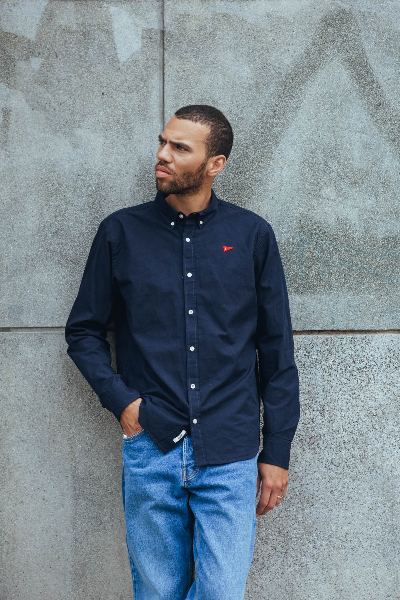 Forét | Flag Oxford Shirt Navy