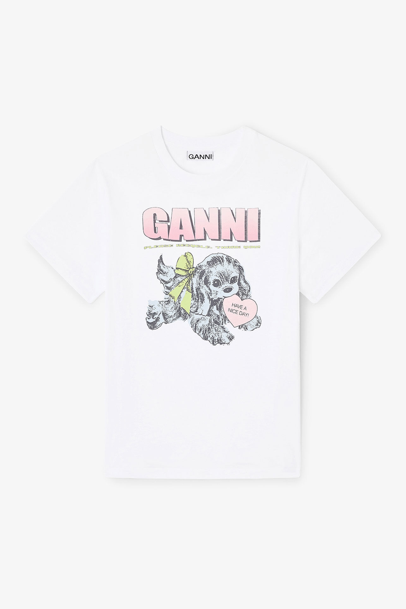 Ganni | Basic Cotton Jersey Neon Puppy T-shirt