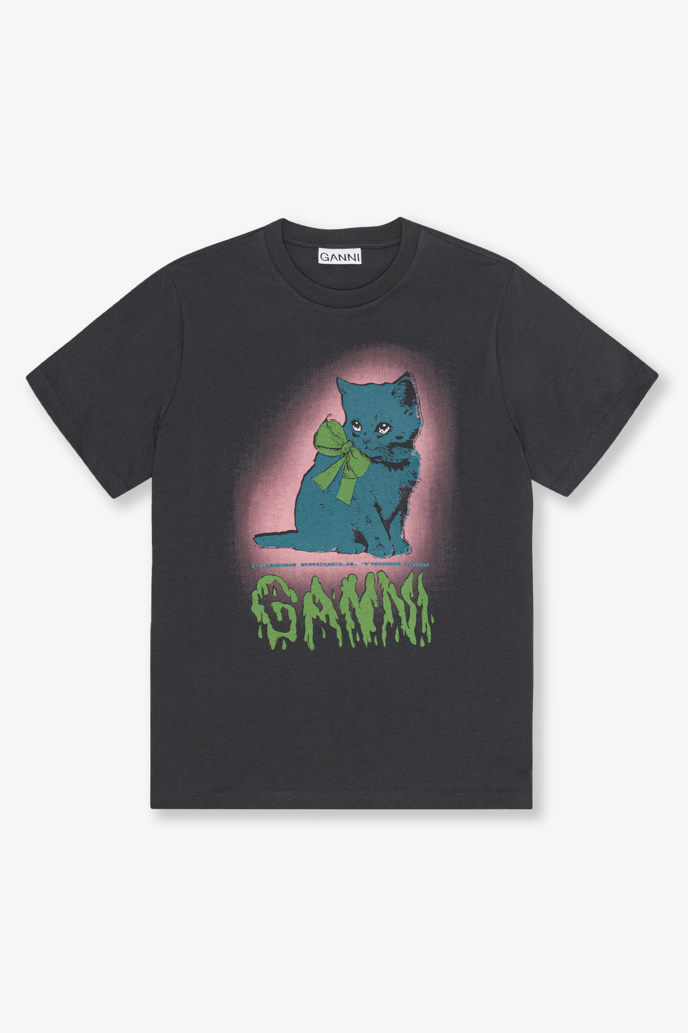 Ganni | Basic Cotton Jersey Neon Kitty T-shirt