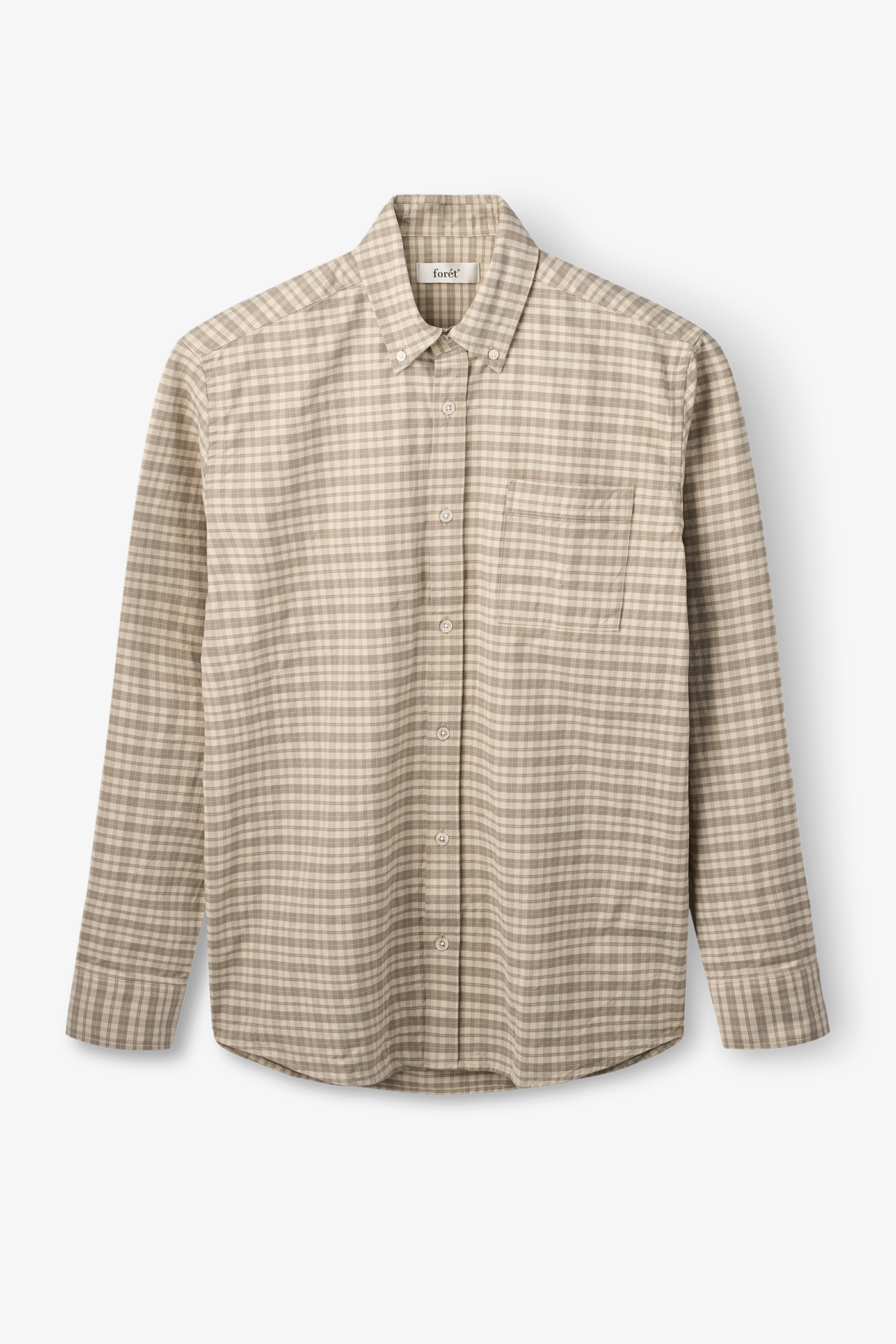 Forét | Creek Heavy Flannel Check Shirt Khaki