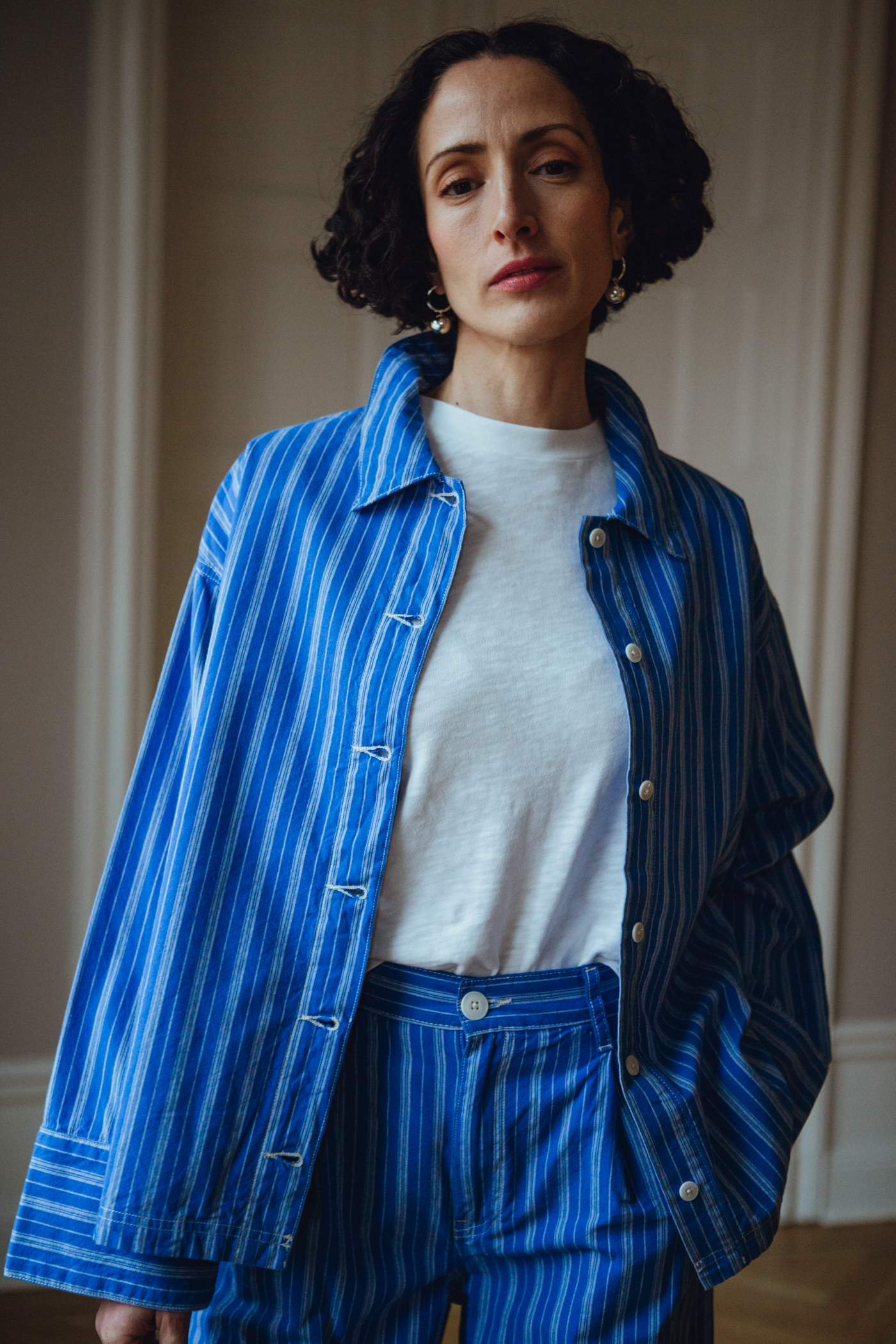 Nudie Jeans | Jutta Shirt Striped Blue/Offwhite