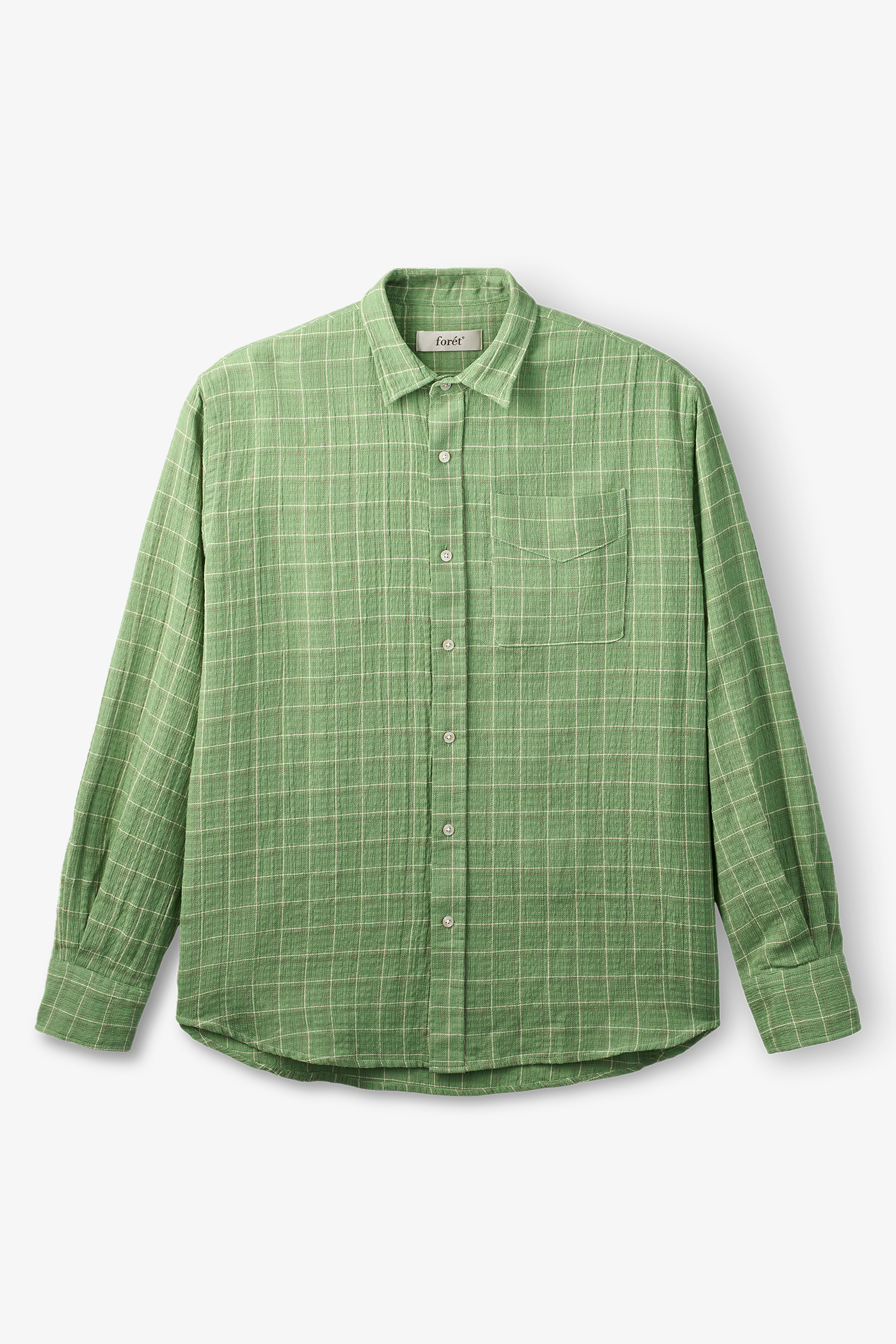 Forét | Scout Relaxed Fit Loose Weave Check Shirt Vibrant Moss Check