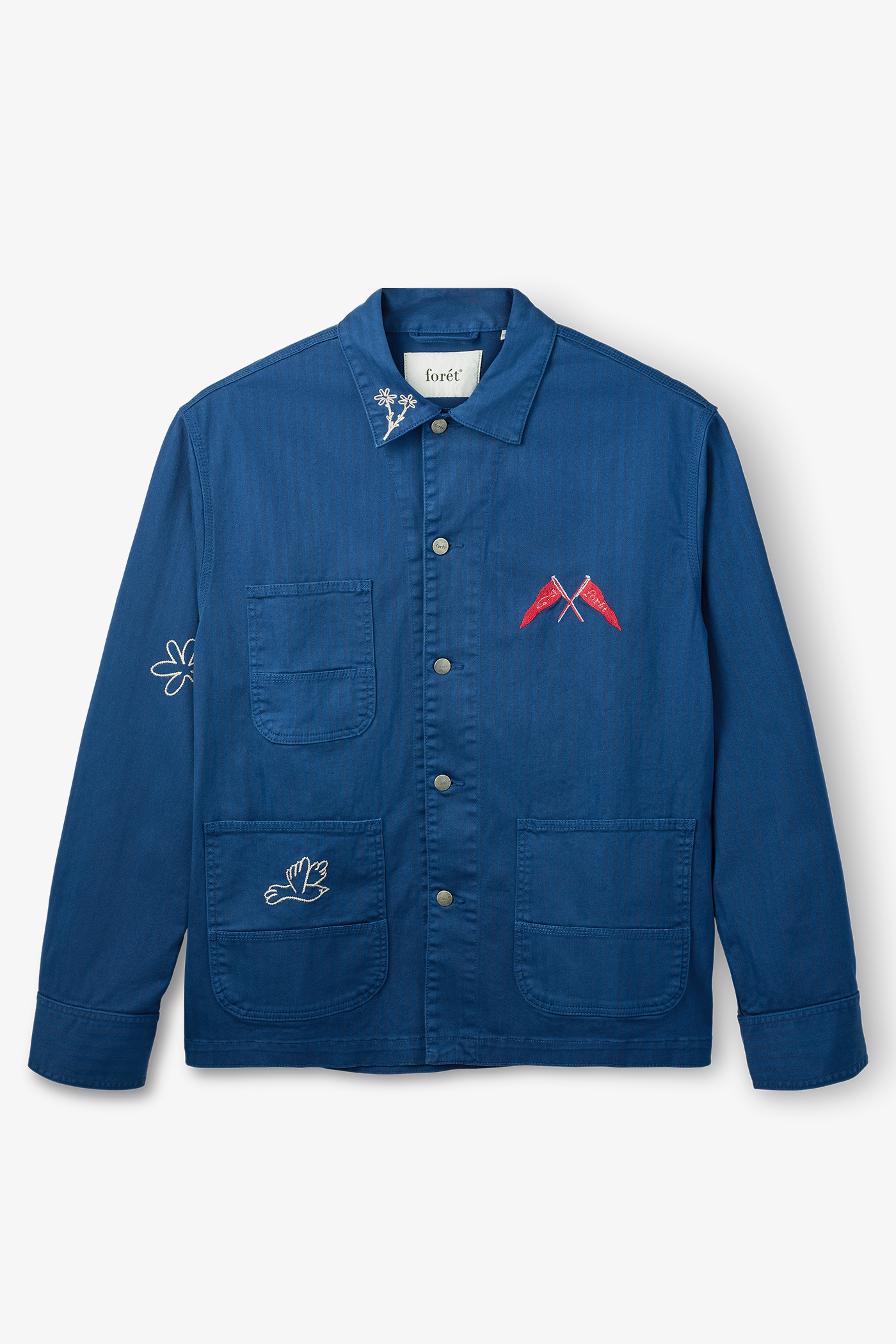 Forét | Forager Embroidered Overshirt Heritage Blue