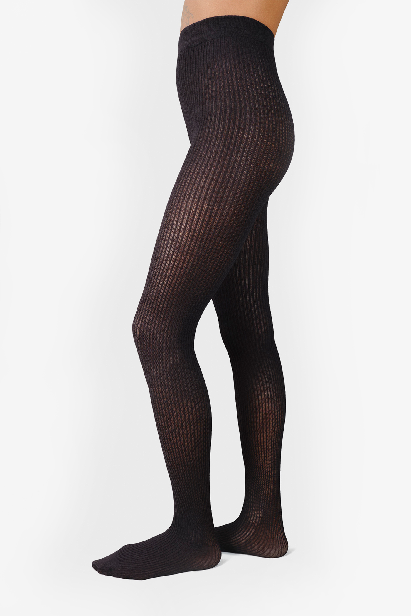 Swedish Stockings | Zoe Ribbed Tights Black