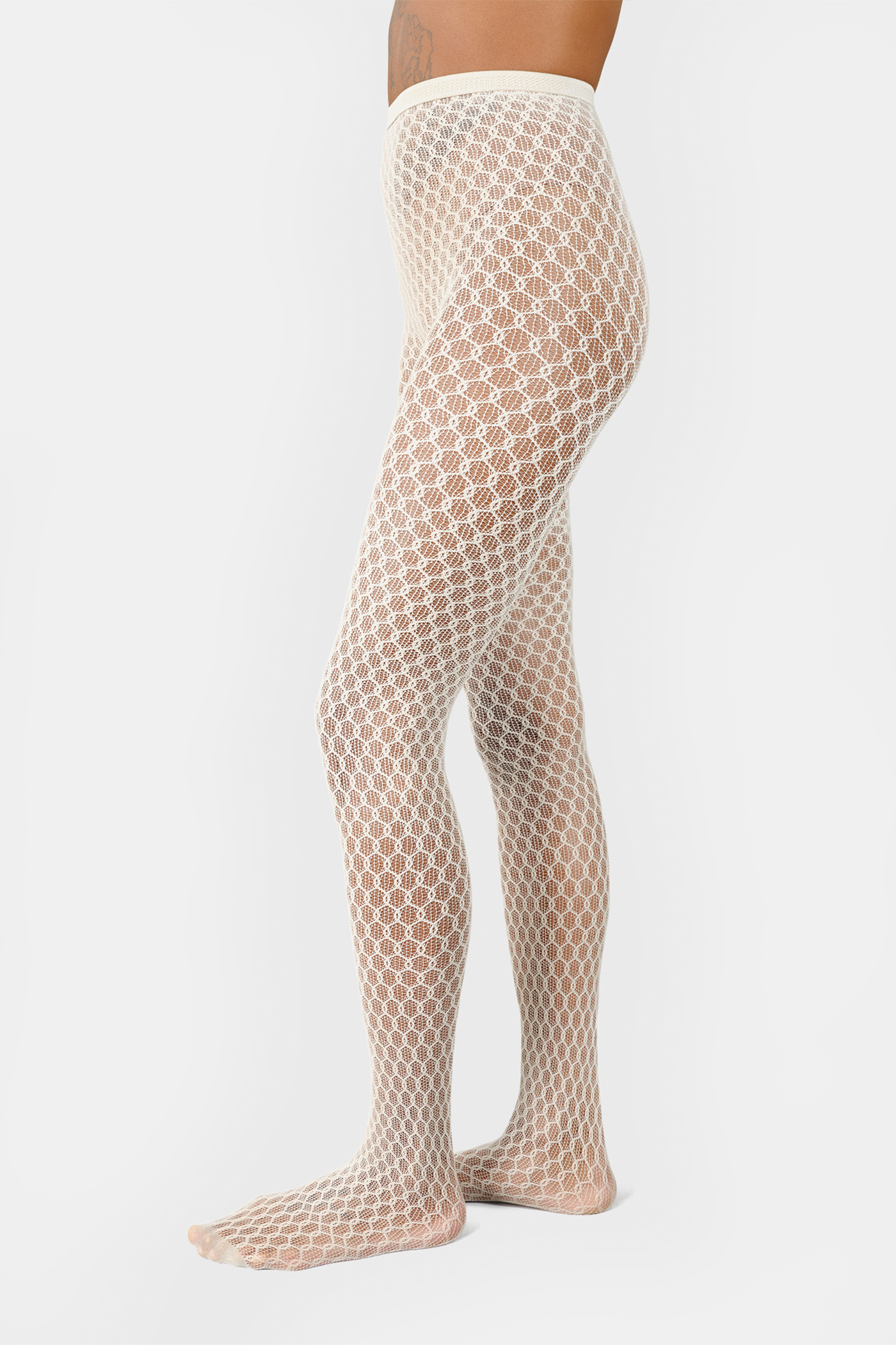 Swedish Stockings | Laura Net Tights Oyster Grey