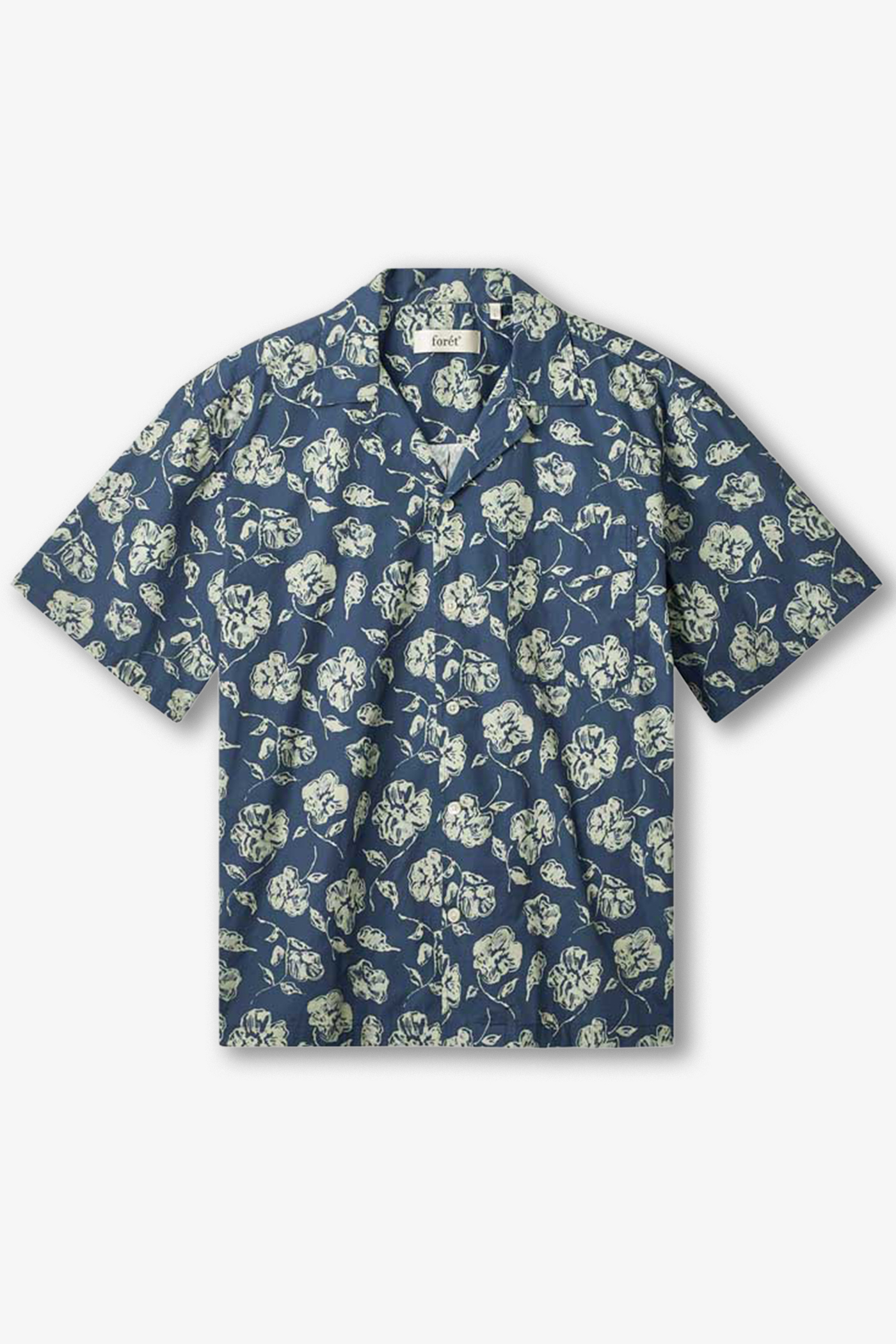 Forét | Peer Printed Floral Regular Fit Shirt Navy