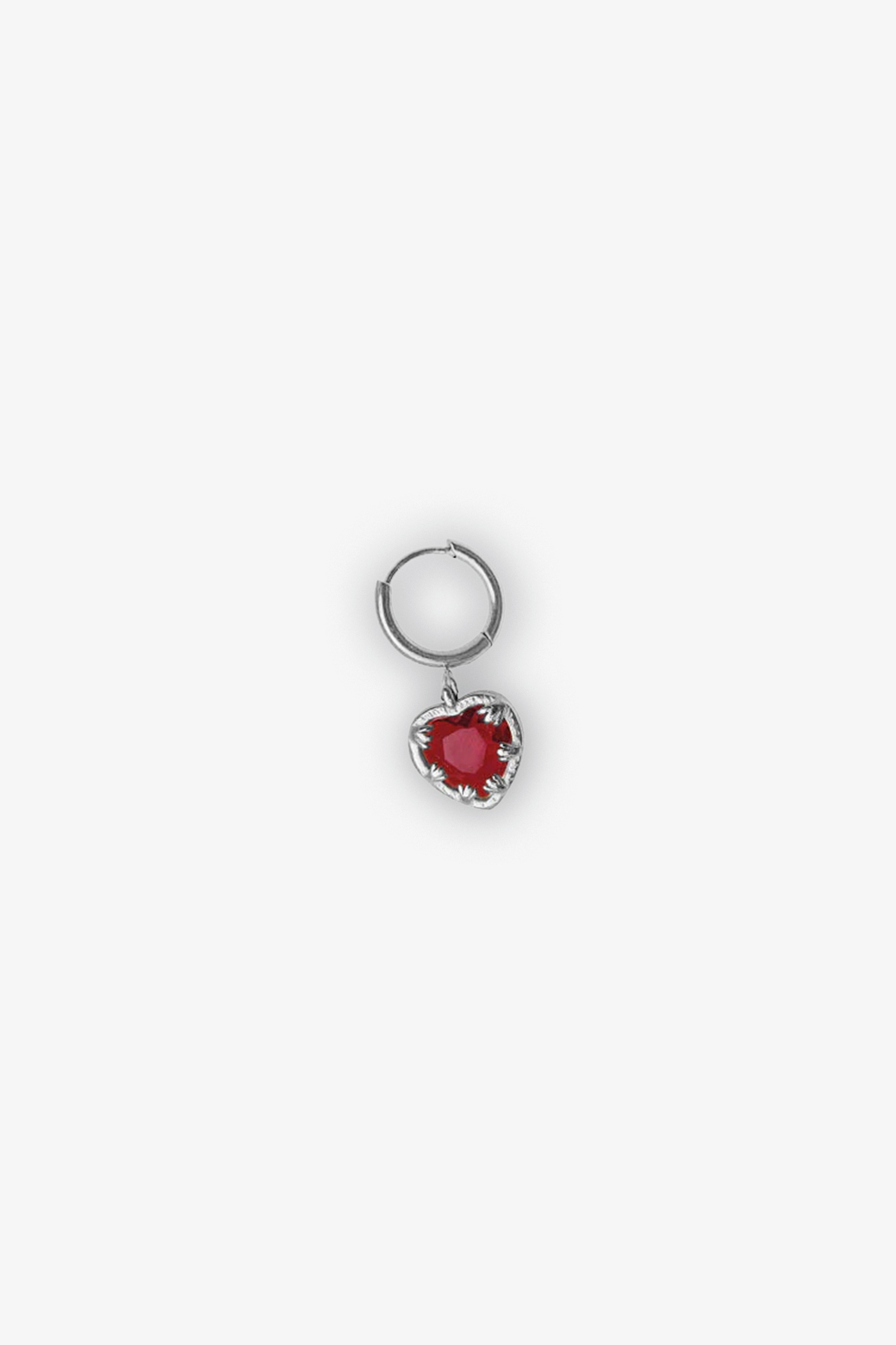 WOS | Claw Heart Red Single Earring Silver