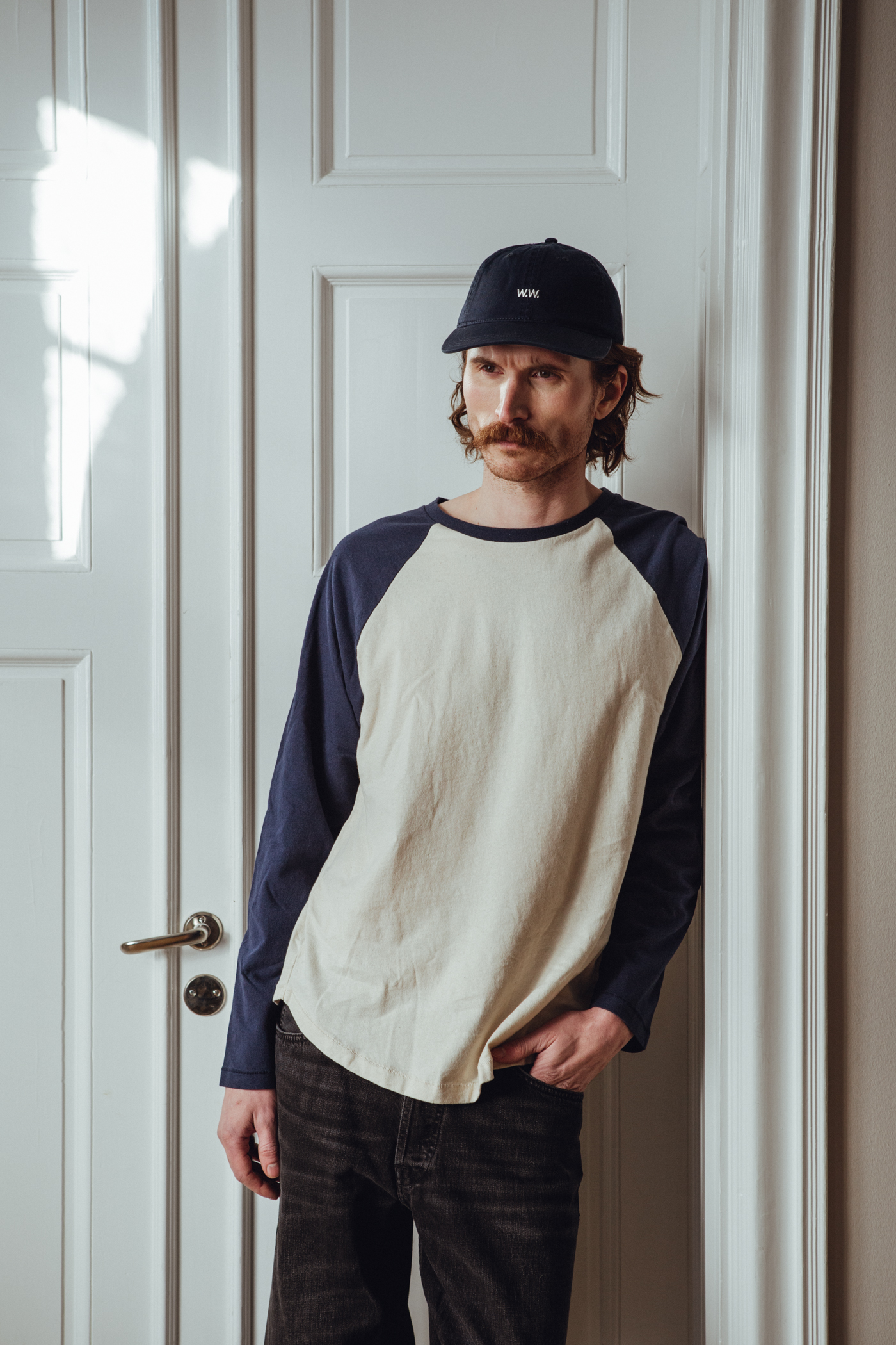 Grandpa Goods | LS Baseball Tee Off-White/Dark Blue