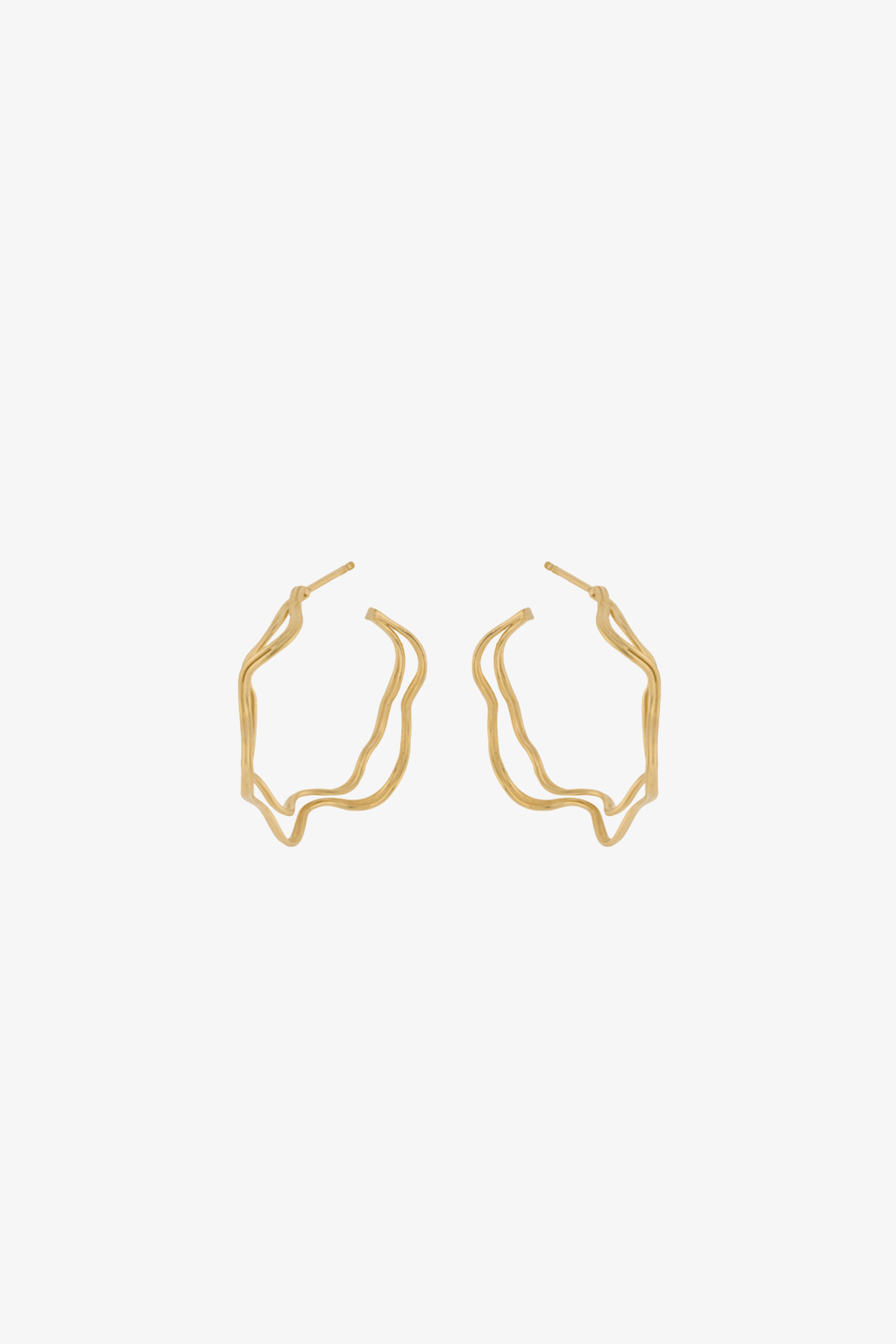 Pernille Corydon | Double Wave Hoops 30 mm-Gold Plated