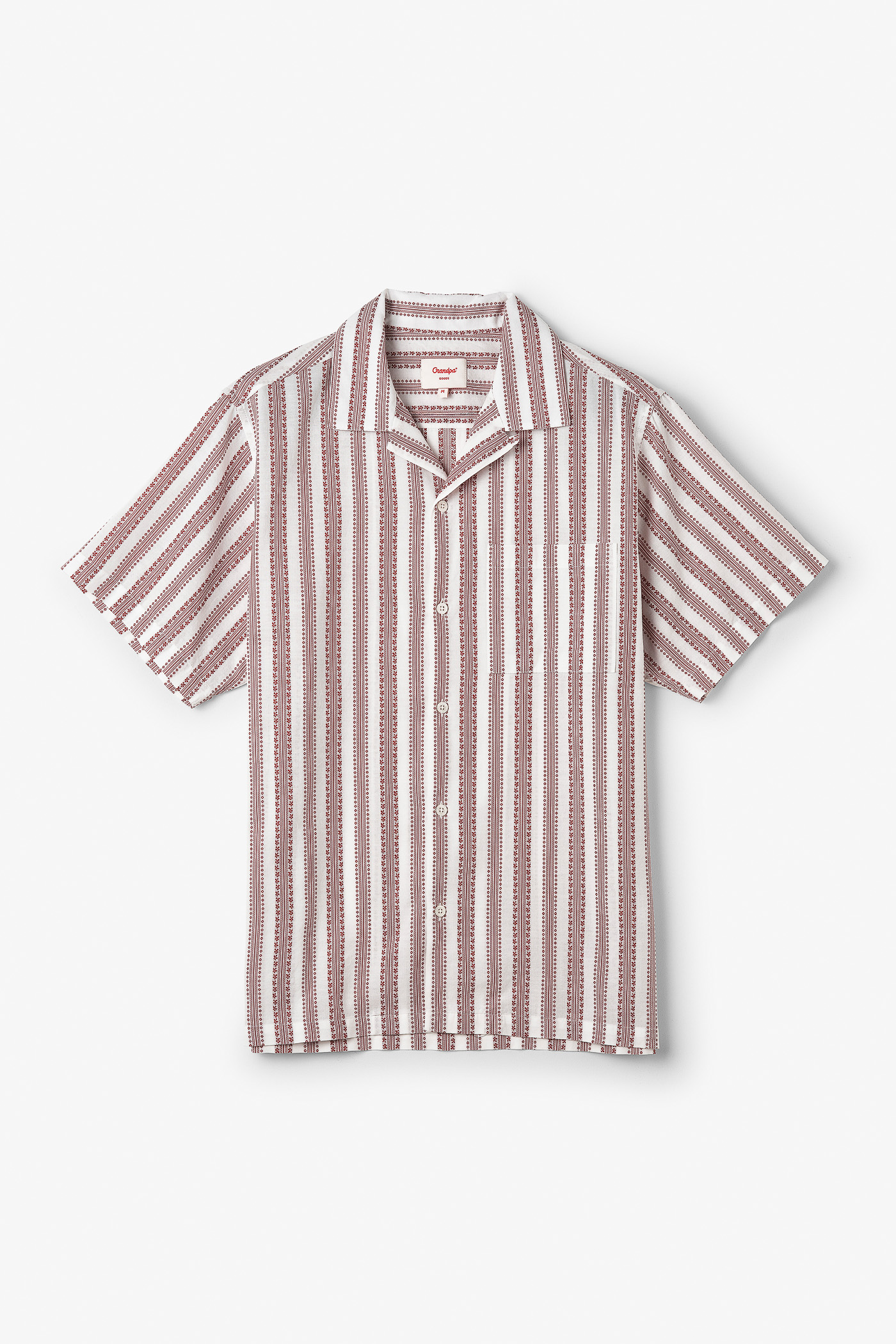 Grandpa Goods | S/S Striped Shirt White/Burgundy