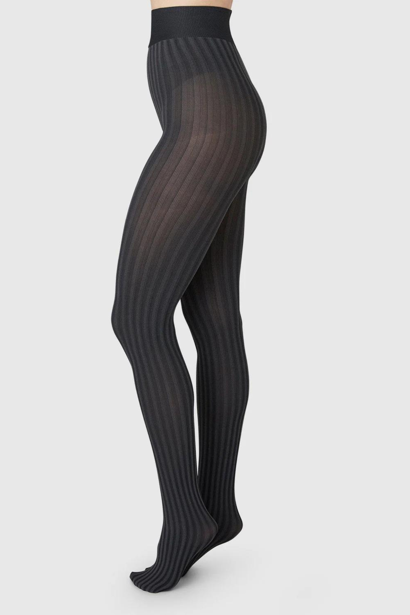 Swedish Stockings | Hilda Stripe Tights Black